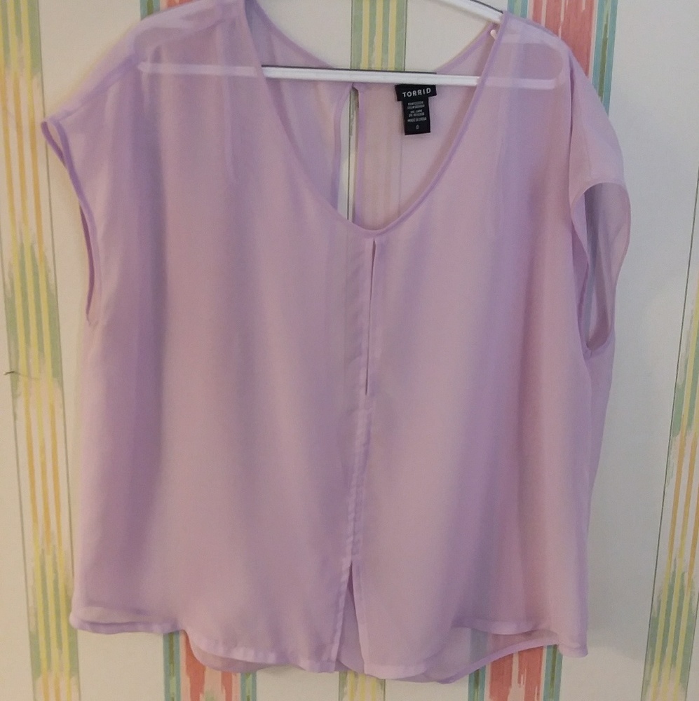 Torrid sheer cover top. Pale lilac. Size 0.